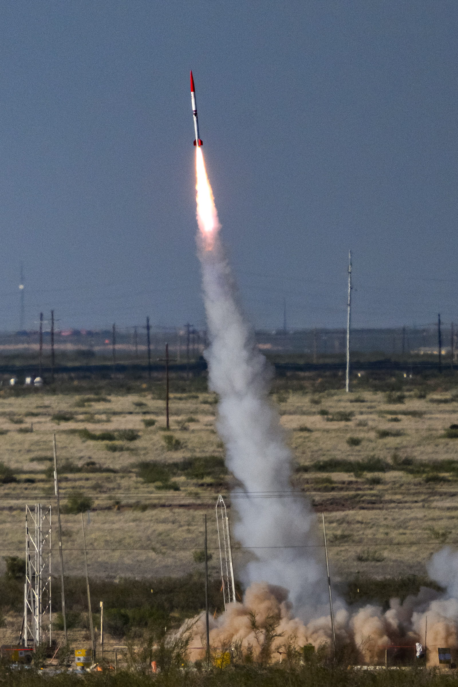 SRAD high-powered rocket at liftoff during an IREC competition launch